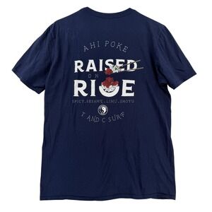 T&C Surf Designs Shirt Mens Medium Blue Ahi Poke Raised On Rice Tee T-Shirt